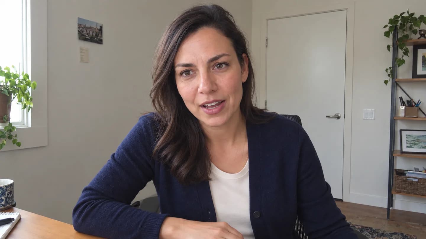 Lena in an illustrative video meeting